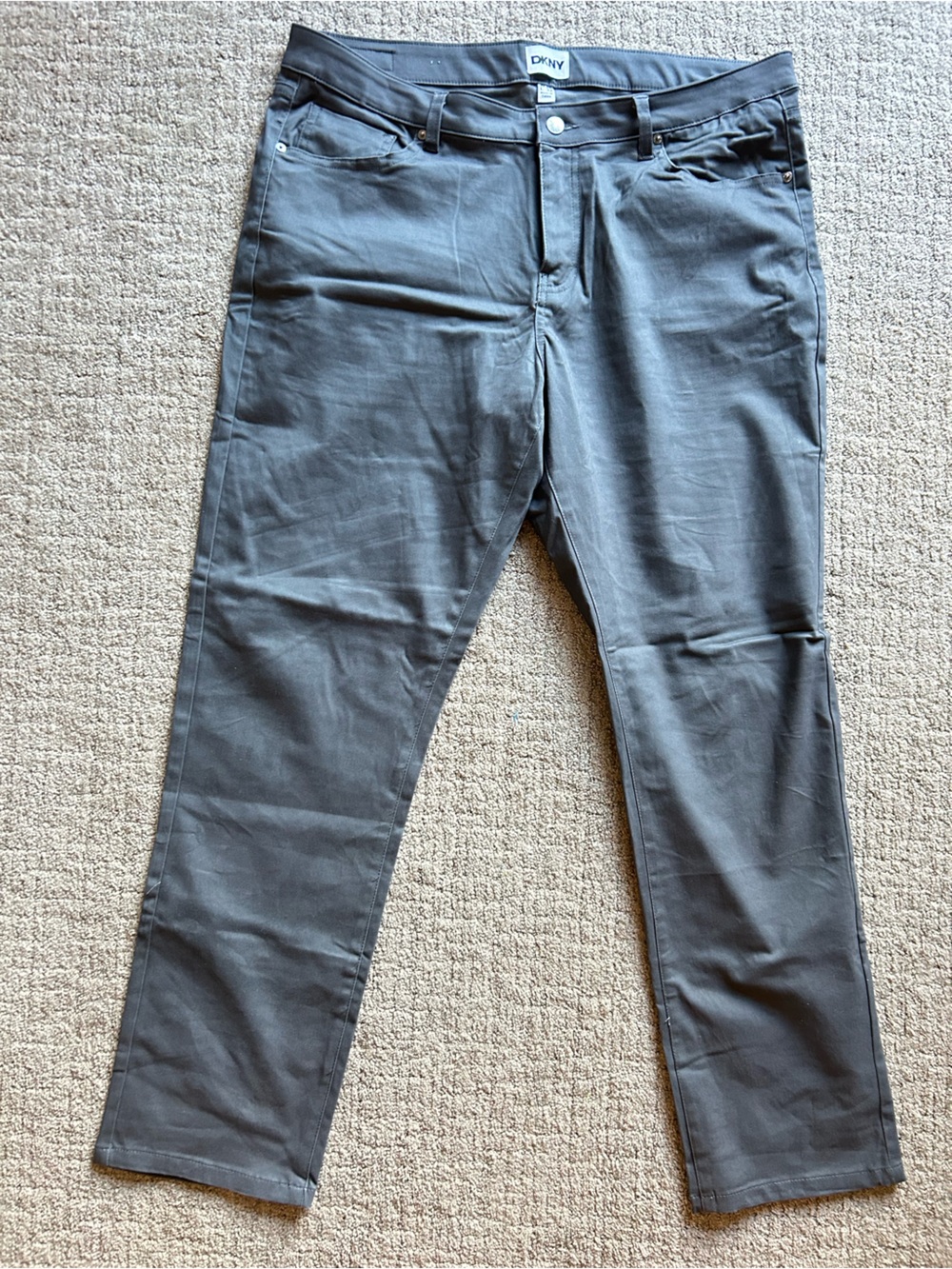 DKNY Men's Charcoal Gray Straight Chinos